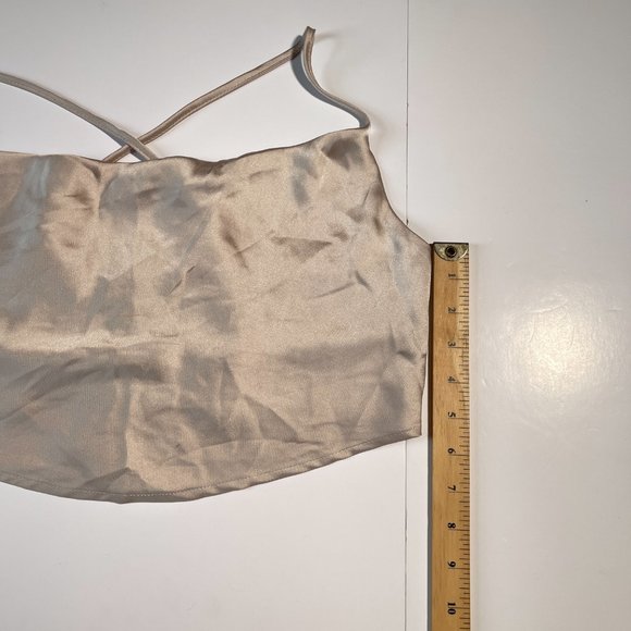 NWT Garage Champagne Satin Cropped Tank Top Adjustable Straps Size Medium - Picture 9 of 10